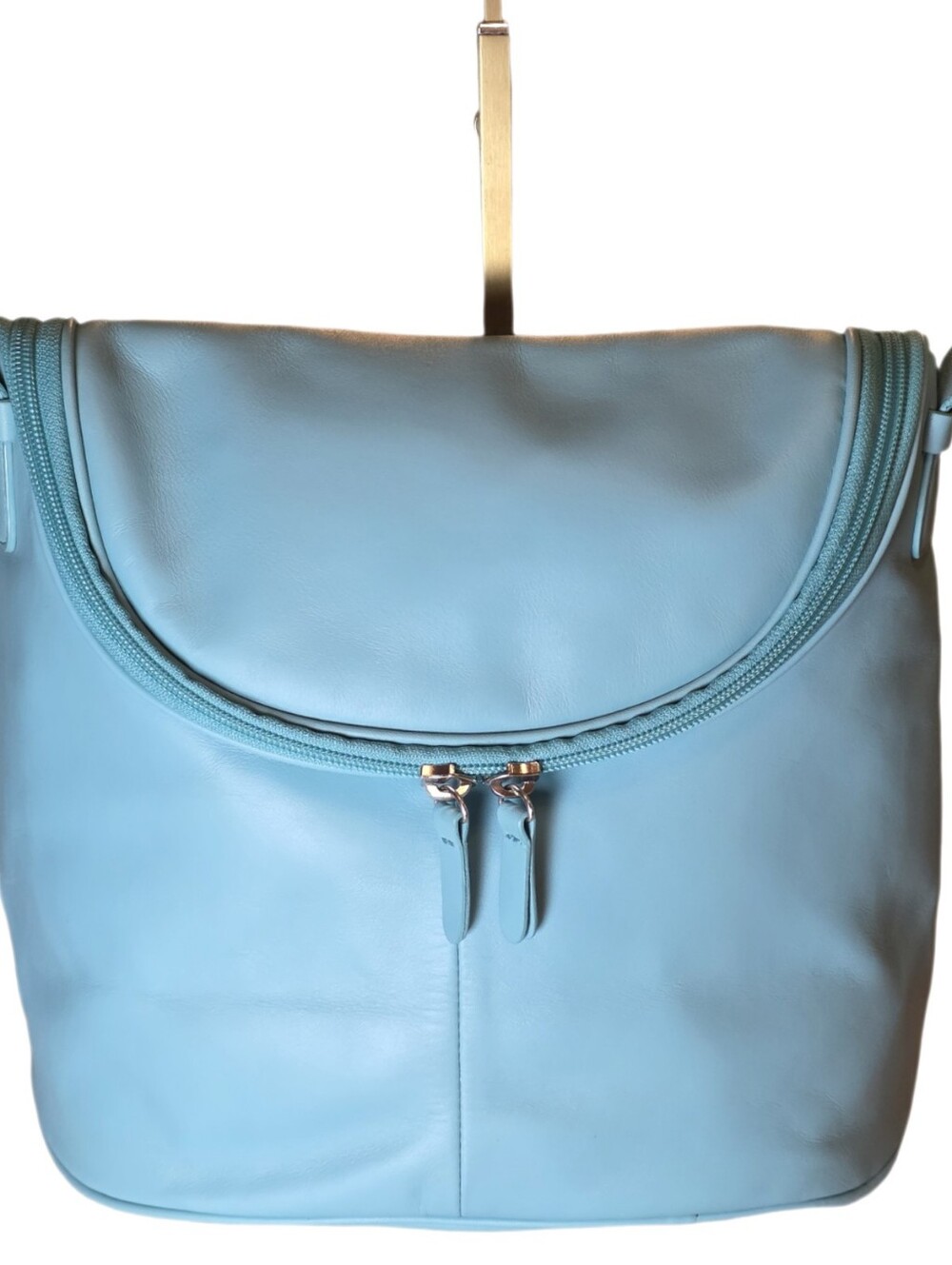 Vintage Maxx New York Premium Leather U-Zip Flap Crossbody Bag - Tiffany Blue / - Picture 7 of 17